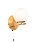 Art Deco wandlamp goud en opaal glas - Flore, Nieuw, Overige materialen, Design