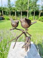 sculptuur, twee vogels op tak - 30 cm - Brons, Antiek en Kunst