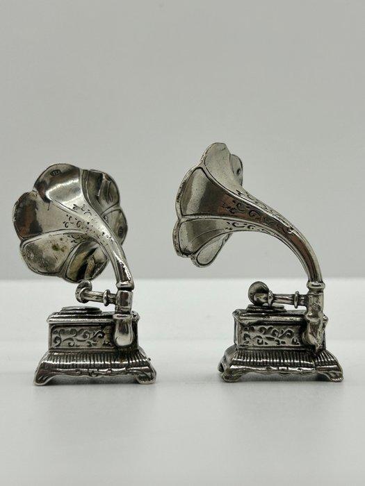 Manifattura italiana - Miniatuur beeldje - Grammofoni, Antiek en Kunst, Antiek | Goud en Zilver