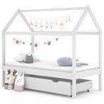 vidaXL Kinderbedframe met lade massief grenenhout wit 80x160, Kinderen en Baby's, Verzenden, Nieuw