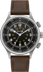 Bulova 96A245 Pilot A15 pilotenhorloge, Overige merken, Leer, Staal, Verzenden