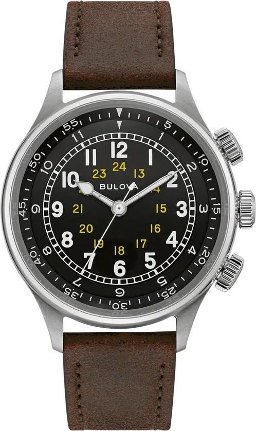 Bulova 96A245 Pilot A15 pilotenhorloge, Sieraden, Tassen en Uiterlijk, Horloges | Heren, Leer, Nieuw, Staal, Overige merken, Polshorloge
