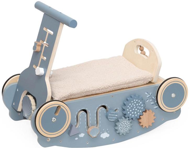 Label Label Blauw Houten 3-in-1 Looptrainer / Loopauto, Kinderen en Baby's, Speelgoed | Buiten | Voertuigen en Loopfietsen, Nieuw