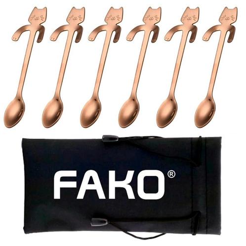 Fako Bijoux® - 6x Theelepel / Koffielepel Hangende Kat -, Huis en Inrichting, Keuken | Bestek, Verzenden
