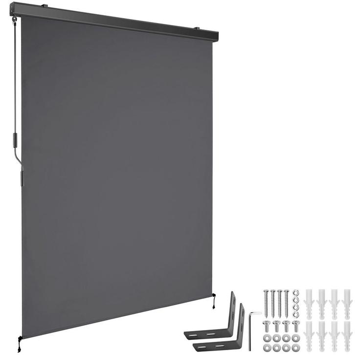 Zonnescherm Eloise met 2 wandhouders - 140 x 250 cm, donkerg, Tuin en Terras, Zonneschermen, Verzenden
