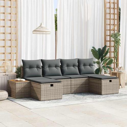 vidaXL Tuin Sofa Set met kussen 6 pcs Grijs 55 x 62 x 69 cm, Tuin en Terras, Tuinsets en Loungesets, Nieuw, Rotan, Verzenden