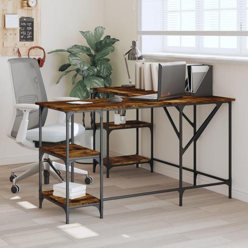 vidaXL Bureau 139x139x75 cm bewerkt hout gerookt, Huis en Inrichting, Bureaus, Nieuw, Verzenden