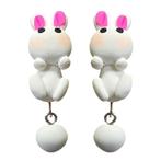 Fako Bijoux - Oorbellen - Dansend Konijn - Wit, Sieraden, Tassen en Uiterlijk, Oorbellen, Verzenden, Nieuw