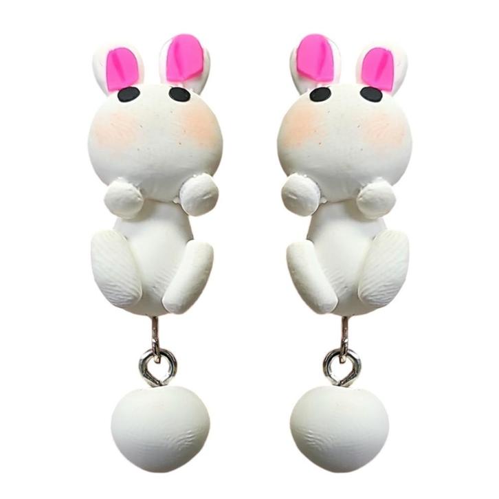 Fako Bijoux - Oorbellen - Dansend Konijn - Wit, Sieraden, Tassen en Uiterlijk, Oorbellen, Verzenden