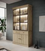 Meubella | Buffetkast eiken 124cm - Vitrinekast, Huis en Inrichting, Kasten | Buffetkasten, 100 tot 150 cm, Nieuw, Modern, 25 tot 50 cm