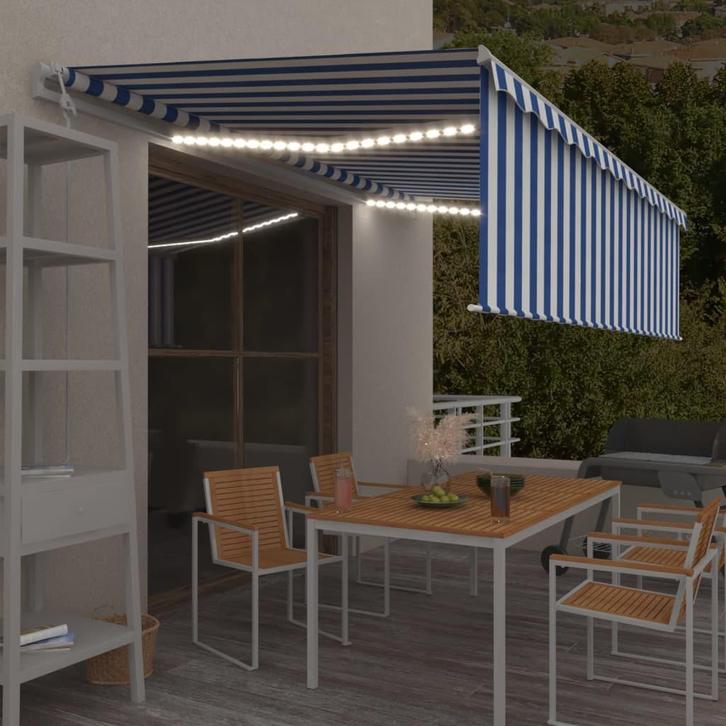 vidaXL Luifel automatisch rolgordijn LED windsensor 5x3 m, Tuin en Terras, Zonneschermen, Nieuw, Verzenden