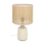 *WOONWINKEL* Kave Home Erna Tafellampje Beige Met Bamboo, Huis en Inrichting, Lampen | Tafellampen, Verzenden, Nieuw