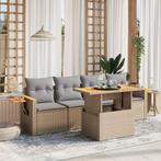 vidaXL 5-delige Loungeset met kussens poly rattan beige, Tuin en Terras, Tuinsets en Loungesets, Verzenden, Nieuw, Rotan, Loungeset