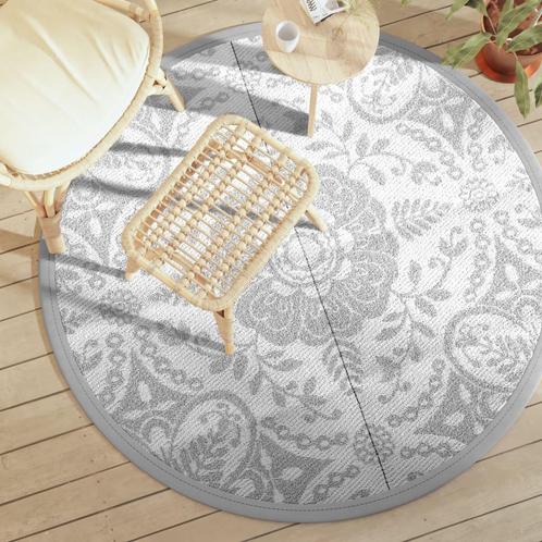 vidaXL Buitenkleed ARAKIL Ø160 cm polypropeen lichtgrijs, Huis en Inrichting, Stoffering | Tapijten en Kleden, Grijs, Nieuw, Verzenden