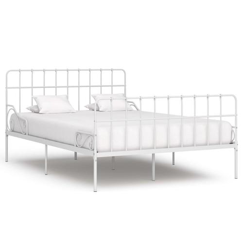 vidaXL Bedframe met lattenbodem metaal wit 140x200 cm, Huis en Inrichting, Slaapkamer | Bedden, 140 cm, 200 cm, Wit, Tweepersoons