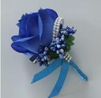 Luxe corsage,corsage van zijdebloemen blauw met strass, Ophalen of Verzenden, Nieuw