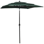 vidaXL Parasol 3-laags met aluminium paal 2x2 m groen, Verzenden, Nieuw, 2 tot 3 meter