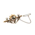 Antiek gouden broche met parel | Victoriaans (vintage), Gebruikt, Overige kleuren, Ophalen of Verzenden, Met edelsteen