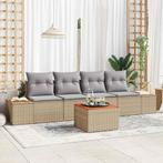 vidaXL Tuin Sofa Set met kussen 5 pcs Beige Poly riet, Tuin en Terras, Tuinsets en Loungesets, Verzenden, Nieuw, Rotan