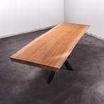 Boomstamtafel, Eettafel 240x90 massief hardhout, metaalpoot, Overige houtsoorten, Robuust Modern, Vijf personen of meer, Rechthoekig