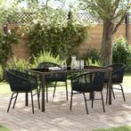 vidaXL 5-delige tuin eetset - Zwart poly rattan, Tuin en Terras, Verzenden, Nieuw, Rotan