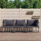 vidaXL 3-delige Loungeset met kussens poly rattan, Verzenden, Nieuw, Rotan, Loungeset