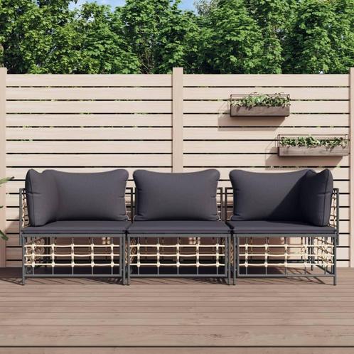 vidaXL 3-delige Loungeset met kussens poly rattan, Tuin en Terras, Tuinsets en Loungesets, Loungeset, Nieuw, Rotan, Verzenden