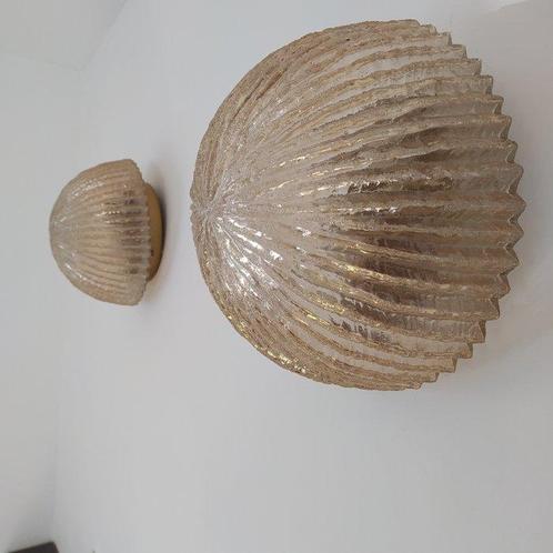 Doria - Plafondlamp (2) - Glas - Bevroren amberkleurig glas, Antiek en Kunst, Antiek | Lampen