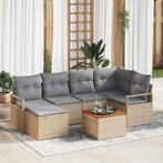 vidaXL Tuin Sofa Set met kussen 7 pcs Beige Poly riet, Tuin en Terras, Tuinsets en Loungesets, Verzenden, Nieuw, Rotan