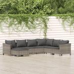 vidaXL 7-delige Loungeset met kussens poly rattan grijs, Verzenden, Nieuw, Rotan, Loungeset