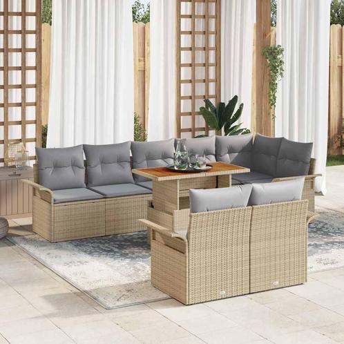 vidaXL Tuin Sofa Set 9 pcs beige en lichtgrijs 100 x 55 x 73, Tuin en Terras, Tuinsets en Loungesets, Nieuw, Rotan, Verzenden