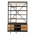 Boekenkast Mangohout Marvin 160x245 cm, Huis en Inrichting, Kasten | Boekenkasten, Nieuw, 150 tot 200 cm, Industriële meubels