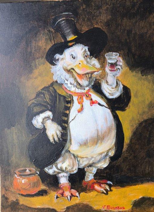 Vera Moiseeva - Mr DUCK in victorian style, Antiek en Kunst, Kunst | Schilderijen | Klassiek