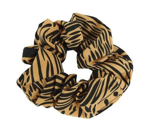 Scrunchie Haarelastiek Zebra Print Zwart Bruin, Sieraden, Tassen en Uiterlijk, Uiterlijk | Haarverzorging, Verzenden