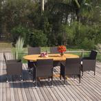 vidaXL 7-delige Tuinset poly rattan bruin, Tuin en Terras, Tuinsets en Loungesets, 6 zitplaatsen, Nieuw, Tuinset, Verzenden