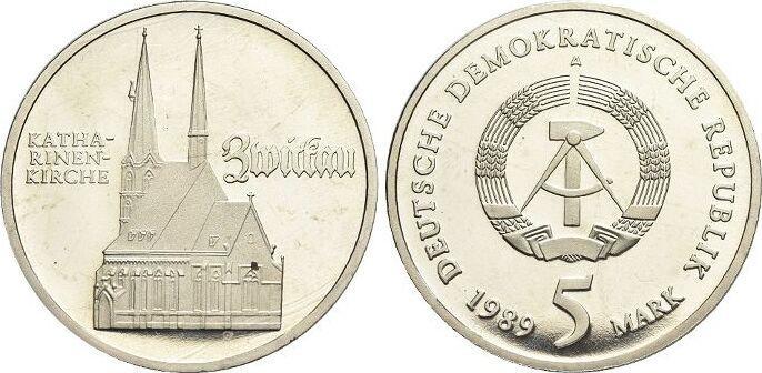Cu/ni 5 Mark 1989 A duitse Demokratische Republik, Postzegels en Munten, Munten | Europa | Niet-Euromunten, Verzenden