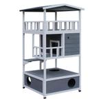 TRUUSK Kattenhuis Van Dennenhout Buitenkattenhut Met Terras, Dieren en Toebehoren, Katten-accessoires, Verzenden, Nieuw