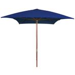 vidaXL Parasol met houten paal 200x300 cm blauw, Verzenden, Nieuw, 2 tot 3 meter