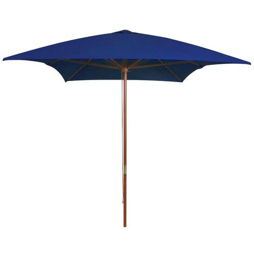 vidaXL Parasol met houten paal 200x300 cm blauw, Tuin en Terras, Parasols, Nieuw, 2 tot 3 meter, Verzenden