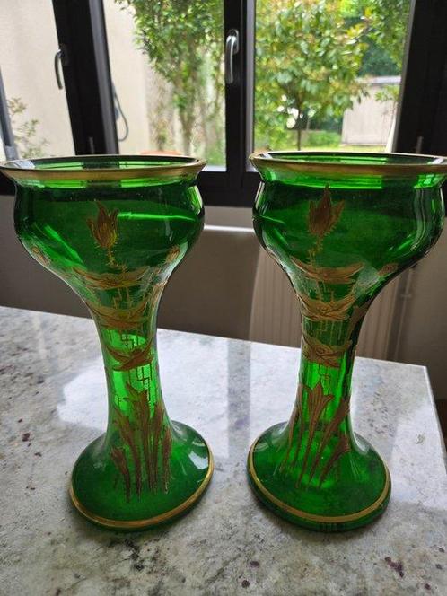 Vaas (2) - Bergense Verre - Art Nouveau, Antiek en Kunst, Antiek | Glas en Kristal