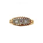 Gouden vintage rijring met diamant 18 krt, Sieraden, Tassen en Uiterlijk, Ringen, Ophalen of Verzenden, Nieuw