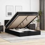 vidaXL Bed poef met matrassen en LEDs 140x190cm kunstleer, Overige materialen, Verzenden, Zwart, Nieuw