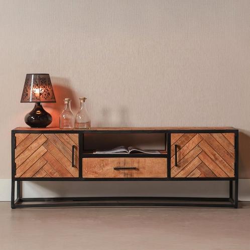 Tv-meubel Mangohout Kjeld 145 cm, Huis en Inrichting, Kasten | Televisiemeubels, 25 tot 50 cm, Nieuw, Overige houtsoorten, Minder dan 100 cm