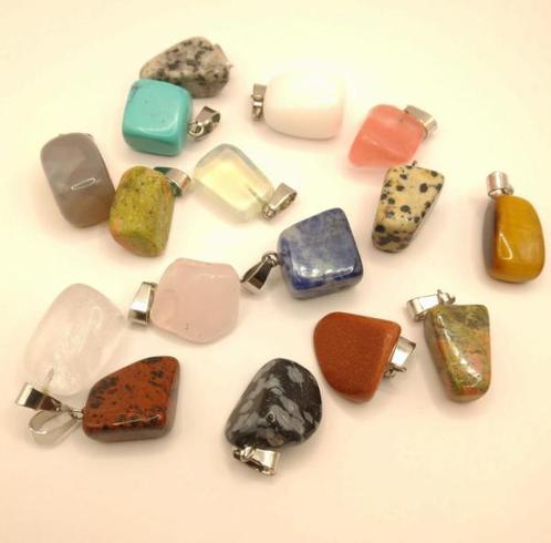 Trommelsteen hangers mix set - 15 stuks healing stones, Hobby en Vrije tijd, Kralen en Sieraden maken, Nieuw, Verzenden