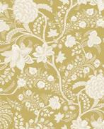 Viscose Linnen Bloemen Mosterd, Hobby en Vrije tijd, Stoffen en Lappen, Nieuw, Overige kleuren