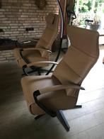 leren relaxfauteuils met stalen frame - bruin leer - Echt l, Huis en Inrichting, Fauteuils, Nieuw, Ophalen of Verzenden, 50 tot 75 cm