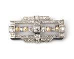 18k witgouden platina Art Deco broche met parels en diamant, Sieraden, Tassen en Uiterlijk, Broches, Gebruikt