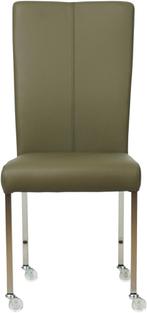Set van 4 leren eetkamerstoelen met wieltjes - Toledo Leer O, Huis en Inrichting, Stoelen, Overige kleuren, Nieuw, Leer, Ophalen of Verzenden