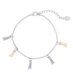 Armband - Gekleurde kwastjes - Pastel - Verstelbaar, Sieraden, Tassen en Uiterlijk, Armbanden, Verzenden, Nieuw, Zilver, Overige materialen