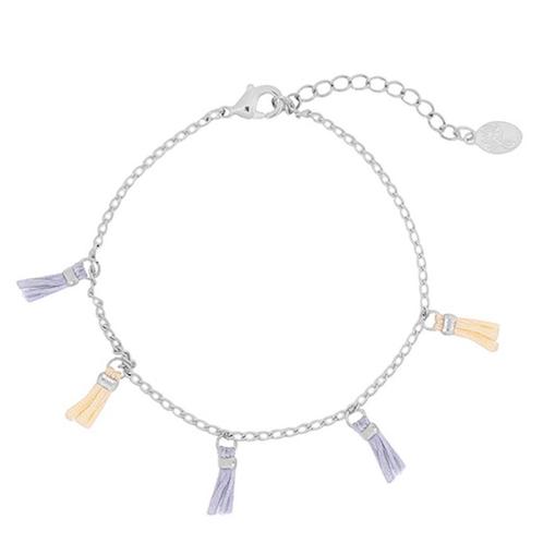Armband - Gekleurde kwastjes - Pastel - Verstelbaar, Sieraden, Tassen en Uiterlijk, Armbanden, Zilver, Nieuw, Overige materialen